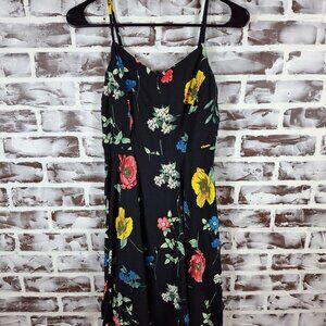 Old Navy Small Mini Dress Black Floral Spaghetti Strap Above Knee